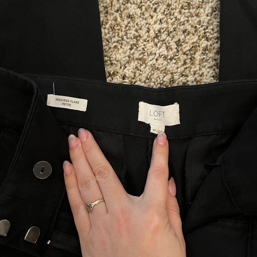 LOFT High Rise Flare Black Pants